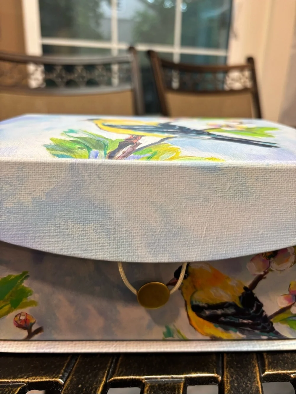 Bird Keepsake Box in Yellow and Blue